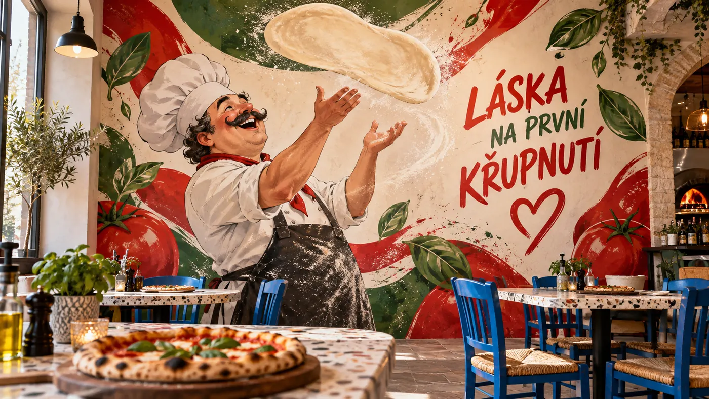 Vizualizace: pizzerie s kuchařem – přímý tisk na stěnu