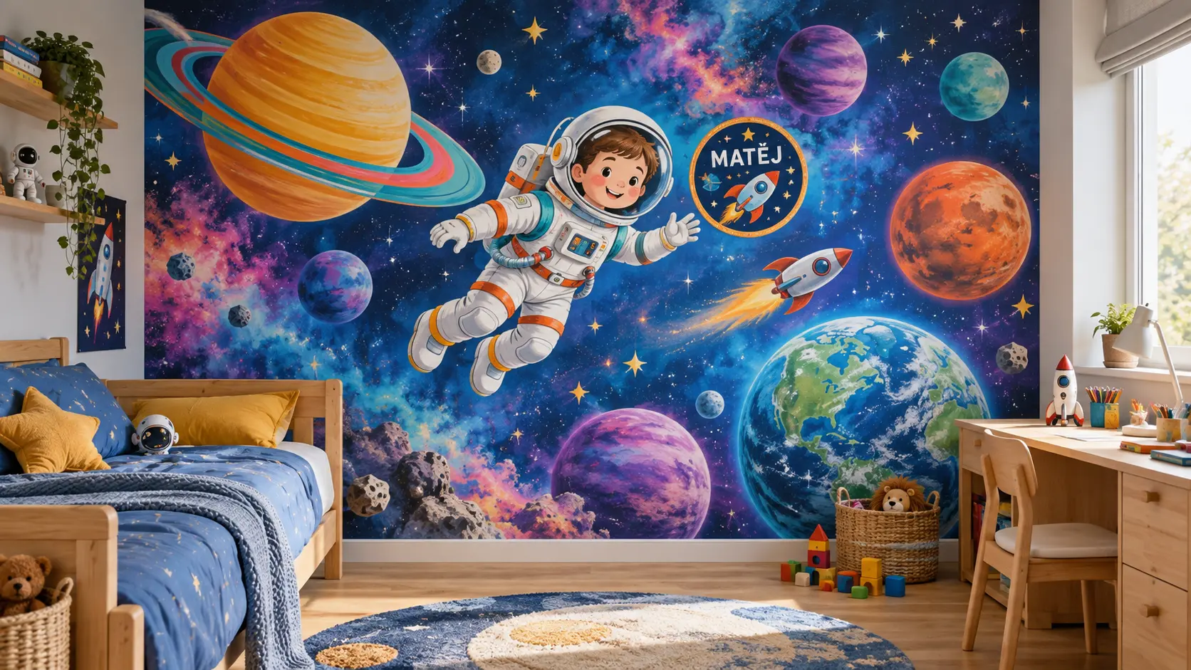 Vizualizace: astronaut se jménem – přímý tisk na stěnu