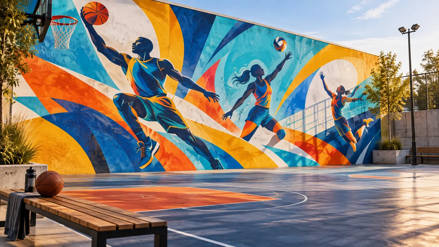Vizualizace: sportovní areál – přímý tisk na stěnu